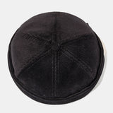 Black,Corduroy,Adjustable,Solid,French,Brimless,Retro,Skullcap,Sailor