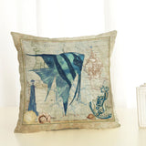 45*45cm,Creature,Pillow,Octopus,Seahorse,Conch,Print,Cushion,Cover,Linen,Throw,Pillow