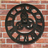 Antique,Roman,Numerals,Silent,Clock,Rustic,Wheel,Wooden,Decor,Clock