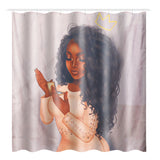 American,Women,Holding,Mirror,Pattern,Fabric,Shower,Curtain,Bathroom,Curtains,Toilet,Cover,Carpet