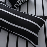 Black,White,Stripe,Bedding,Quilt,Cover,Sheet,Pillowcase,Decoration