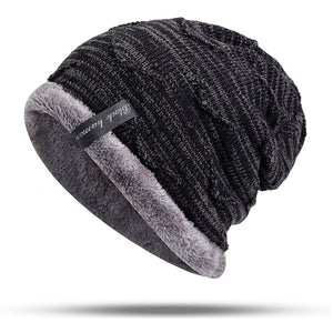 Velvet,Knitted,Stripe,Beanie,Outdoor,Winter,Skullcap,Beanies