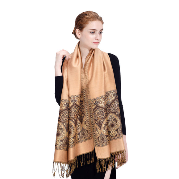 Women,Classic,Oversize,Scarves,Winter,Jacquard,Shawl,Tassel,Scarf