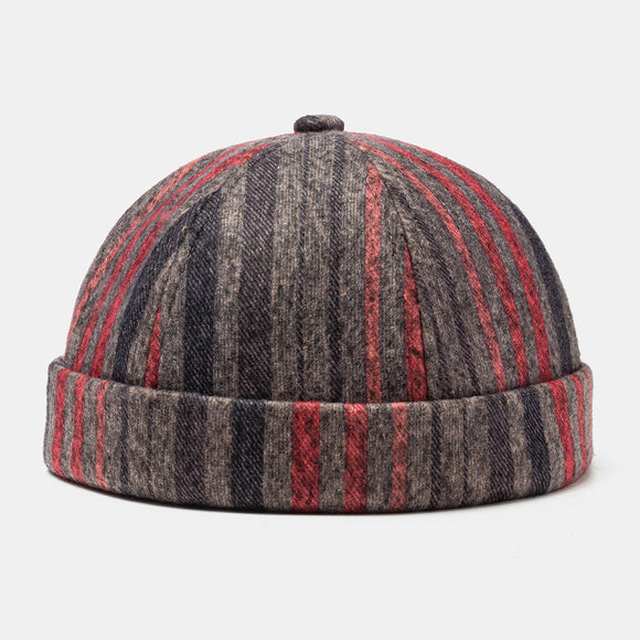 Unisex,Plush,Fabric,Plaid,Striped,Pattern,Round,Fashion,Casual,Beanie,Landlord,Brimless,Skull