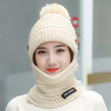 Women,Winter,Plush,Thicken,Beanie,Scarf,Earmuffs,Skull