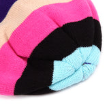 Women,Beanies,Striped,Rainbow,Colors,Cotton,Knitted,Beanie,Gorro