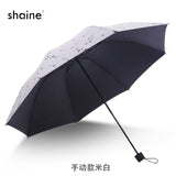 Automatic,Umbrella,Small,Fresh,Female,Three,Folding,Umbrella,Black,Plastic,Sunshade,Sunscreen