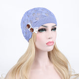 Women,Knitted,Beanie,Casual,Hollow,Button,Woolen,Bonnet