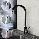 Black,Plating,Kitchen,Faucet,Single,Handle,Colors,Changing,Basin,Mixer