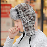 Womens,Vogue,Plaid,Velvet,Earmuffs,Ushanka,Trapper,Outdoor,Windproof,Russian