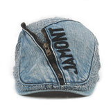 Unisex,Cotton,Denim,Jeans,Washed,Beret,Paper,Zipper,Decorative,Duckbill,Buckle,Cabbie