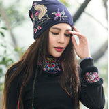 Women,Cotton,Embroidery,Flower,Printing,Ethnic,Style,Beanie,Breathable,Turban
