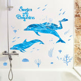 Kindergarten,Swimming,Cartoon,Stickers,Bathroom,Bathroom,Decoration,Dolphin,Marine,Waterproof,Stickers,Xl7205