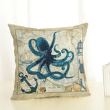 45*45cm,Creature,Pillow,Octopus,Seahorse,Conch,Print,Cushion,Cover,Linen,Throw,Pillow