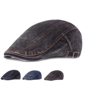 Women,Washed,Denim,Adjustable,Painter,Beret,Newsboy,Cabbie