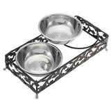Double,Bowls,Stand,Feeder,Water,Stainless,Steel,Durable