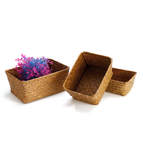 Seaweed,Woven,Storage,Basket,Fruit,Sundries,Organizer,Fruit,Container