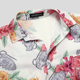 INCERUN,Summer,Hawaiian,Shirt,Flower,Printed,Casual,Streetwear,Breathable,Beach,Blouse,Short,Sleeve,Lapel,Shirts