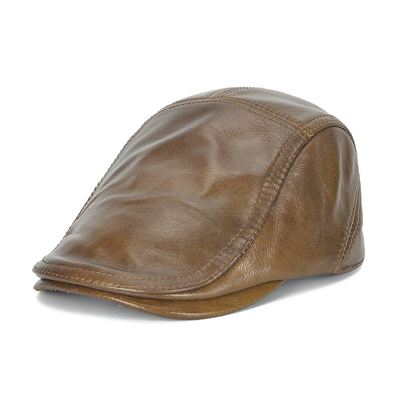 Men's,Layer,Cowhide,Adjustable,Beret,Single,Genuine,Leather,Beret