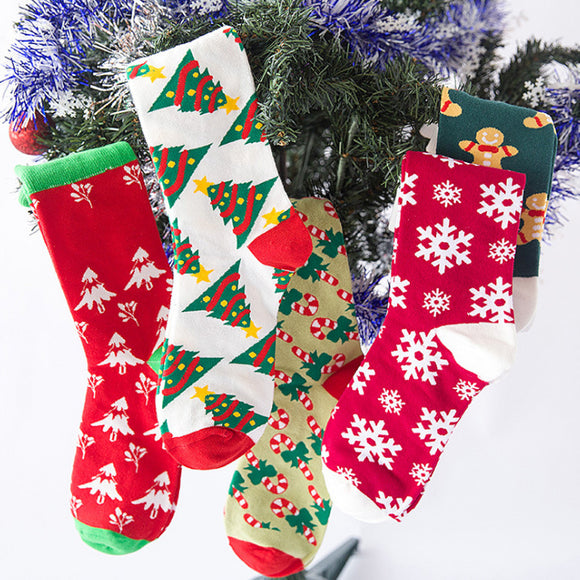 Ladies,Chiristmas,Pattern,Jacquard,Cotton,Middle,Socks,Casual,Outdoor,Socks