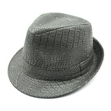 Leather,Crocodile,Pattern,Outdoor,Brimmed,Fedora