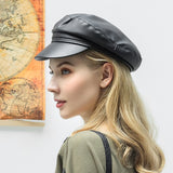 Leather,Beret,Literary,Octagonal,Military