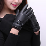 Women,Finger,Leather,Gloves,Thick,Winter,Cycling,Driving,Windproof,Mittens