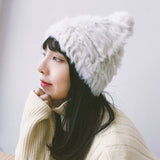 Womens,Winter,Rabbit,Blend,Beanie