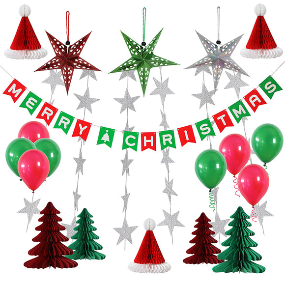 Merry,Christmas,Trees,Latex,Round,Balloons,Santa,Party,Decors