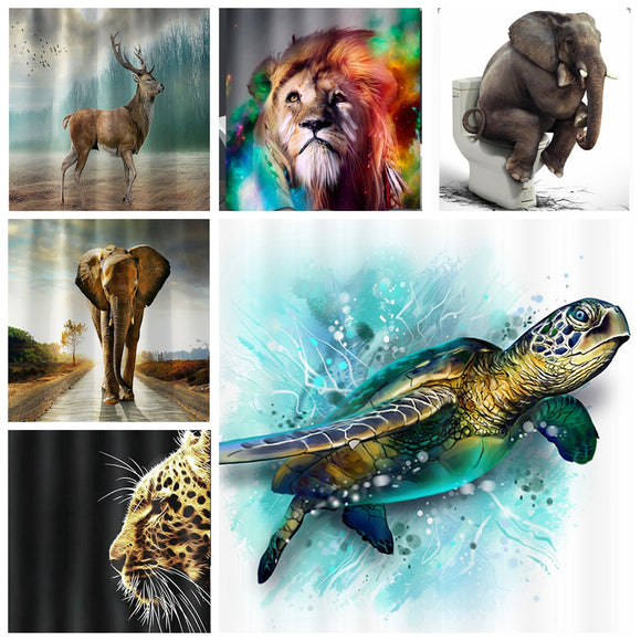 Turtle,Elephant,Cheetah,Animal,Shower,Curtain,Bathroom,Skidproof,Toilet,Cover