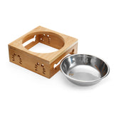 Stainless,Steel,Durable,Double,Bowls,Stand,Feeder,Water