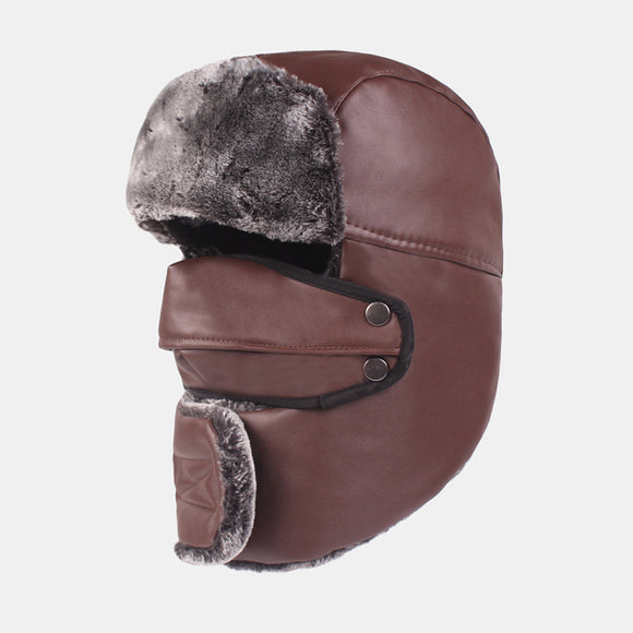 Men's,Leather,Windproof,Outdoor,Thickening,Riding,Earmuffs,Trapper