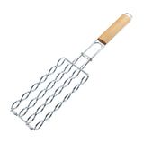 BOLEEFUN,Sausage,Grilling,Basket,Metal,Adjustable,Sausage,Rosewood,Handle,Grill,Barbecue,Tools