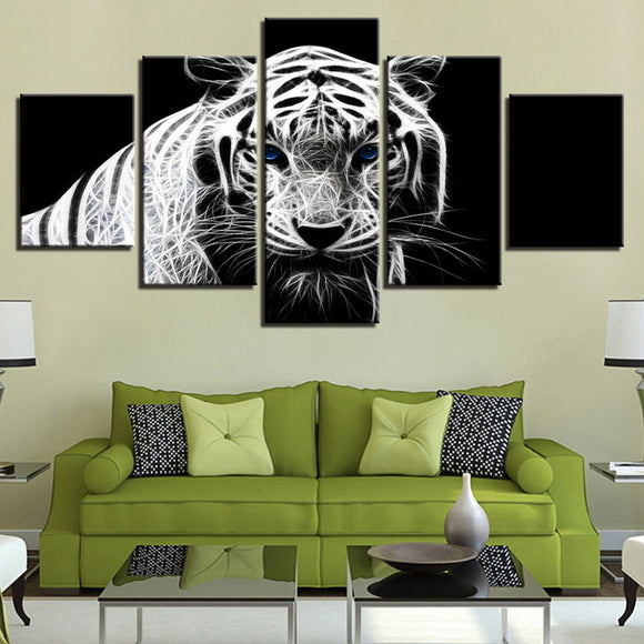 Modern,Bedroom,White,Tiger,Picture,Spray,Painting,Sticker