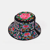 Embroidery,Ethnic,Style,Pattern,Round,Shape,Visor,Bucket,Female