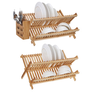 Bamboo,Drainer,holder,Stand,Plate,Drying,Storage,Kitchen