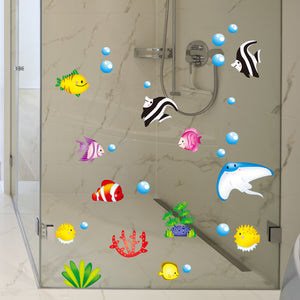 Tropical,Cartoon,Bubble,Ocean,World,Removable,Bathroom,Sticker,Glass,Pastes,Decor