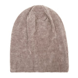 Women,Double,Layer,Velvet,Chenille,Vertical,Stripes,Baggy,Beanie