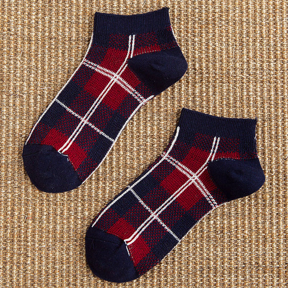 Cottton,Plaid,Breathable,Ankle,Socks,Leisure,Resistant,Invisible,Women