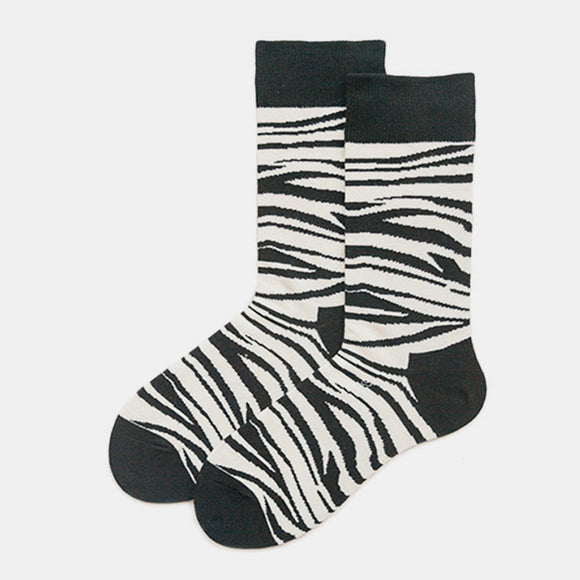 Cotton,Socks,Fashion,Leopard,Socks,Black,White,Color,Matching,Women,Paragraph