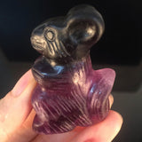 Carved,Rainbow,Fluorite,Squirrel,Natural,Quartz,Crystal,Skull,Healing,Decorations"