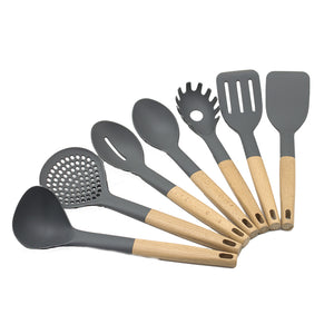 Wooden,Handle,Silicone,Kitchenware,Outdoor,Camping,Tableware,Portable,Multi,Cooking,Tools