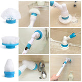 Rechargeable,Bathtub,Tiles,Power,Floor,Cleaner,Brush,Cordless,Handle,Telescopic,Cleaning,Tools,Replaceable,Brush,Heads