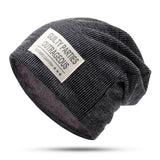 Velvet,Thick,Beanie,Casual,Double,Layers,Letter,Solid,Slouchy,Skullcap
