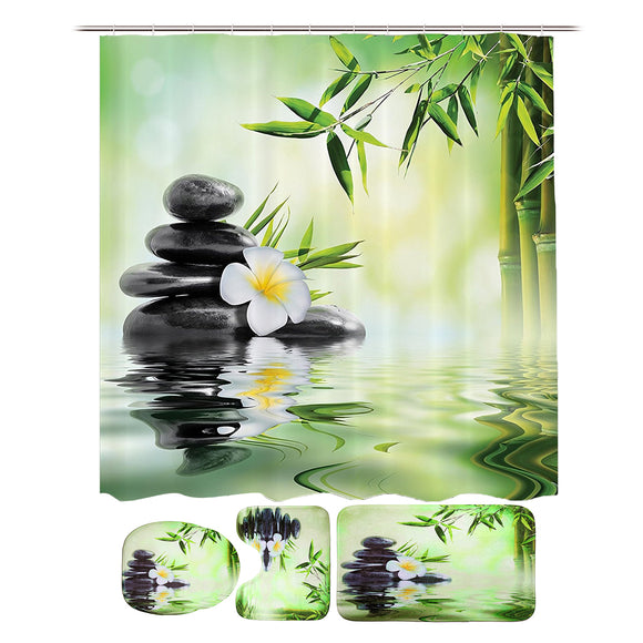 Bamboo,Printing,Waterproof,Bathroom,Shower,Curtain,Toilet,Cover,Carpet