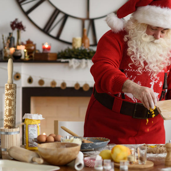 Christmas,Printing,Rolling,Wooden,Sticks,Dough,Stick,Baking,Pastry,Christmas