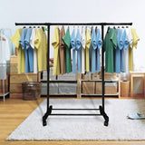 Adjustable,Double,Cloth,Hanger,Drying,Garment,Stand,Wheels