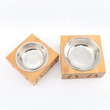 Stainless,Steel,Durable,Double,Bowls,Stand,Feeder,Water