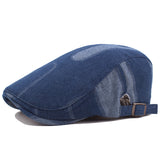 Denim,Patchwork,Beret,Buckle,Adjustable,Sunshade,Visor,Newsboy,Cabbie