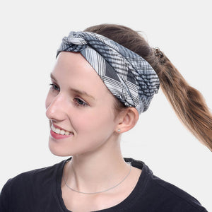 Women,Lattice,Printing,Outdoor,Sport,Headdress,Elastic,Cross,Headband